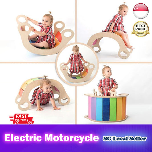 Kids Wooden Rainbow Waldorf Rocker★Indoor Universal Wooden Rocking Play/Climber