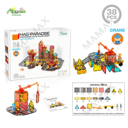 Large Magnetic Building Tiles Set for Kids 3+