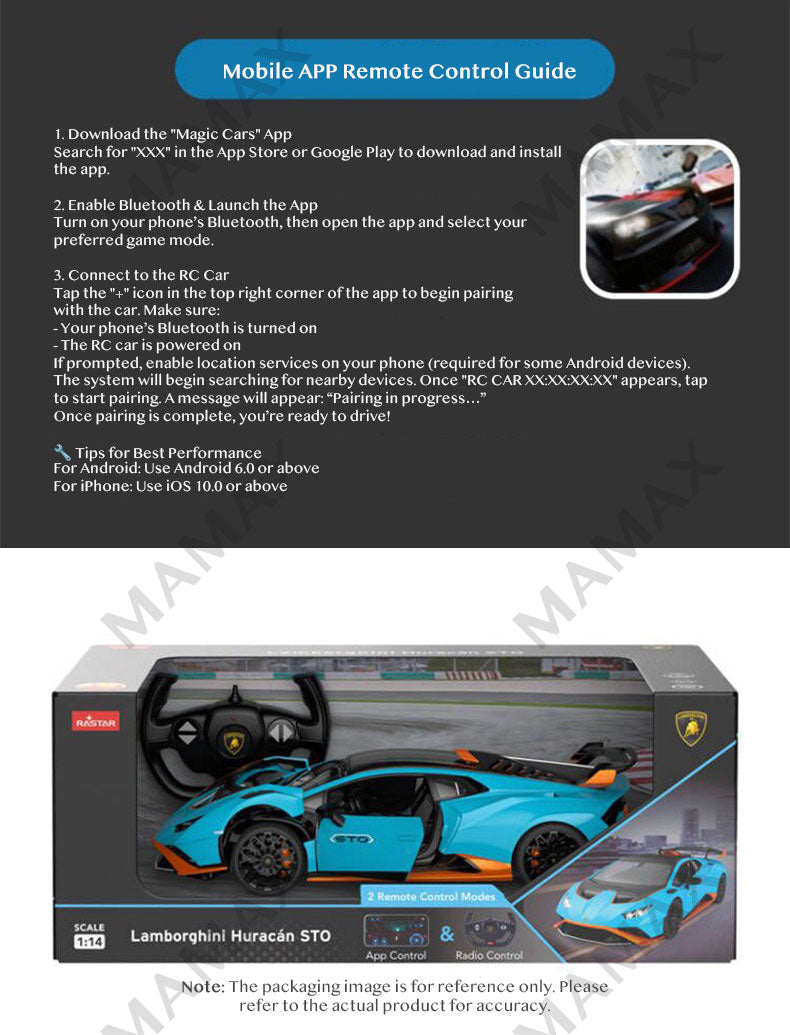 Rechargeable Large Official Licensed 1:14 Lamborghini Huracán STO Remote Control Car★APP➕Remote Controller