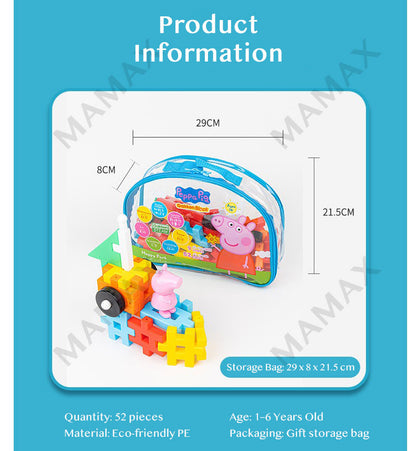 Toddler 52Pcs/78Pcs Peppa Pig Large Size Gakken Block Set With Storage Gift Bag★