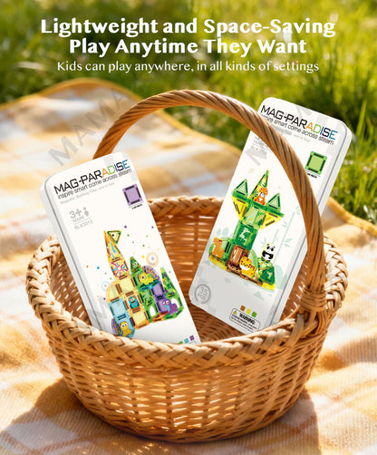 Themed Mini Magnetic Tiles Set 32/35Pcs★Portable Tin Box