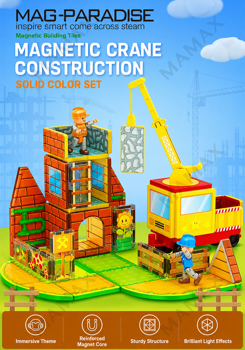 Large Magnetic Building Tiles Set for Kids 3+