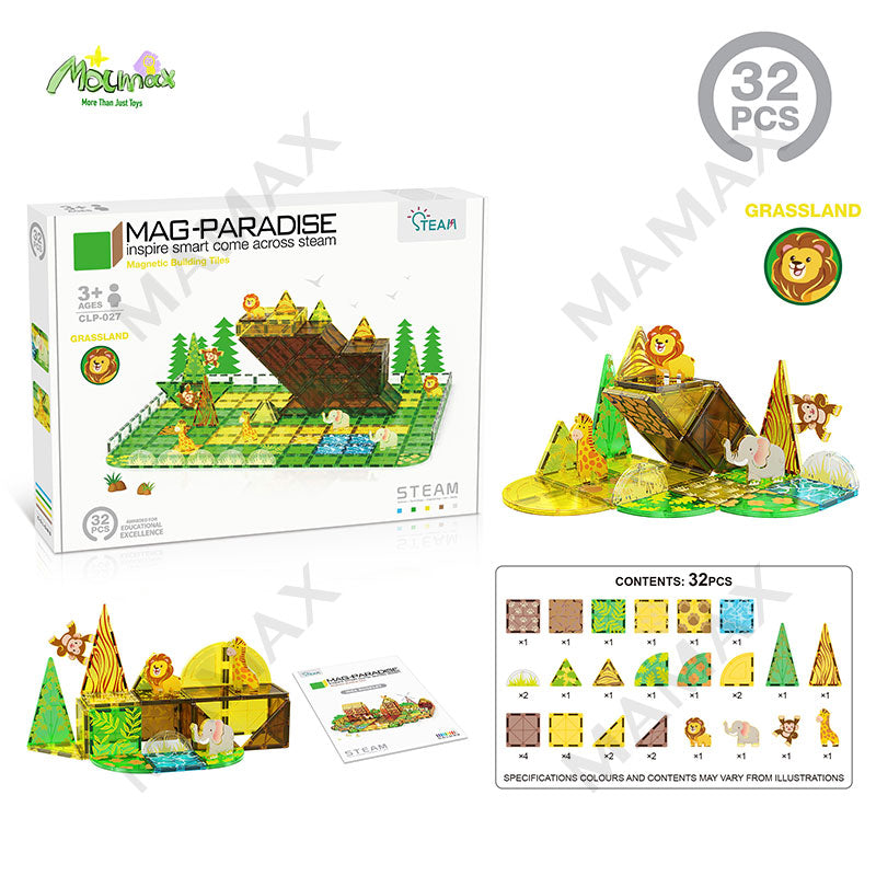 Large Magnetic Building Tiles Set for Kids 3+