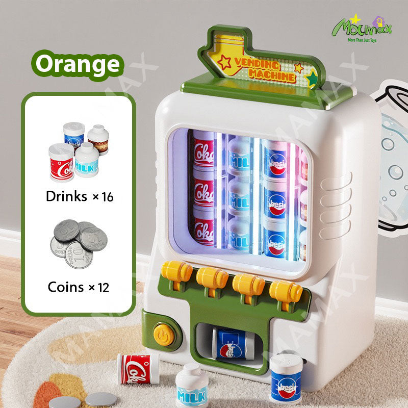 Large Size Kids Drink Vending Machine Toy★Coin Insert Pretend Play Set✅With Light & Sound✅