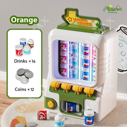 Large Size Kids Drink Vending Machine Toy★Coin Insert Pretend Play Set✅With Light & Sound✅