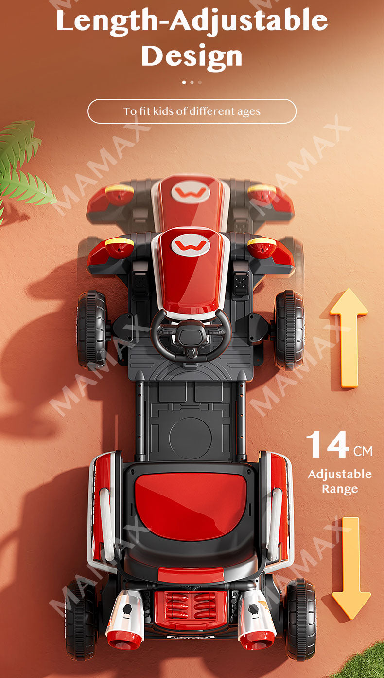 🎉NEW🎉24V Kids Electric Mario Drfiting Retractable-Length Go-Kart With Remote Control➕Music➕LED Lighting★
