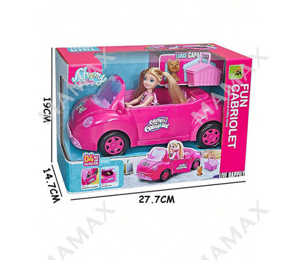 Super Cute Kids Fun Cabriolet Pink Sport Car With 1 Random Puppy