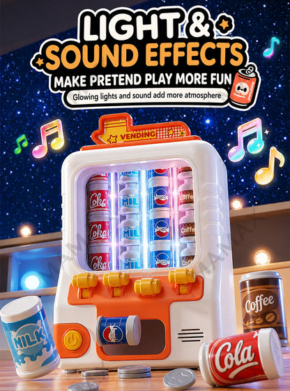 Large Size Kids Drink Vending Machine Toy★Coin Insert Pretend Play Set✅With Light & Sound✅