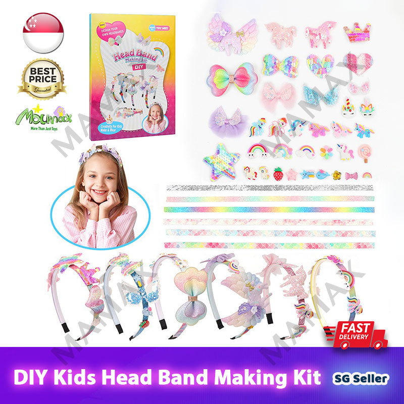 DIY Kids Head Band Making Kit Includes 6 Head Bands 36 Accessories★For Age 5+
