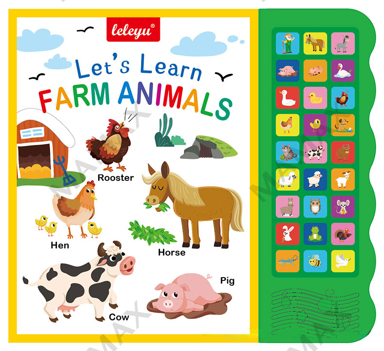 Let's Learn Animals/Farm Animals 27 Buttons Kids Electronic Sound Book★