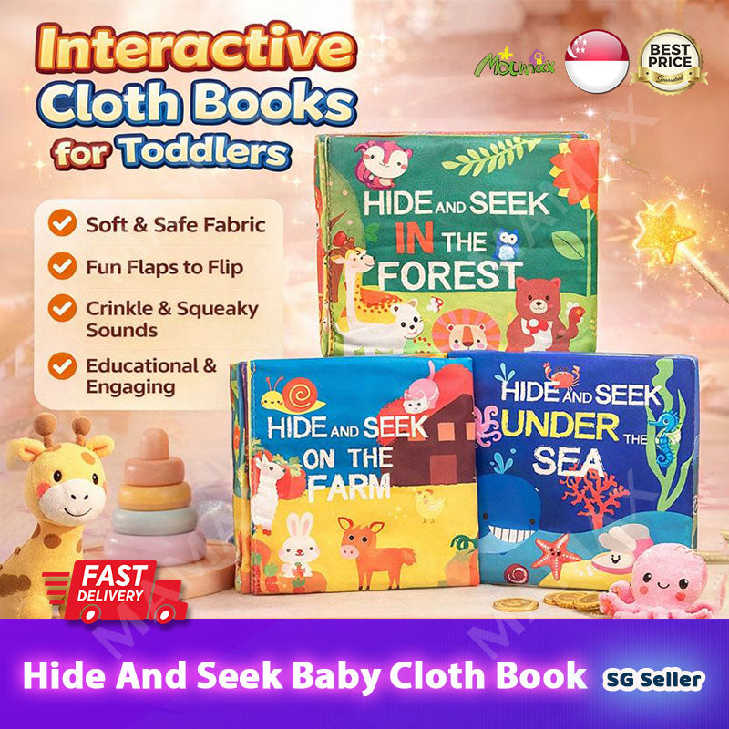 Baby Cloth Book Hide And Seek Series★Soft Crinkle Sensory Book for Toddlers