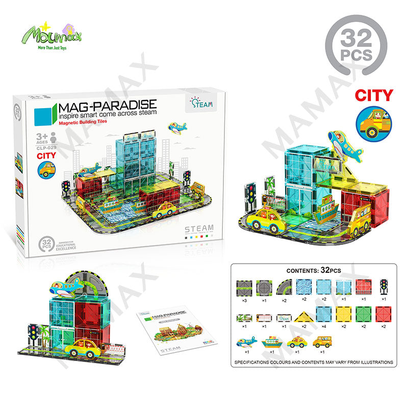Large Magnetic Building Tiles Set for Kids 3+