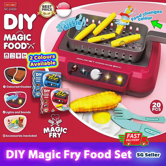 20Pcs Kids DIY Magic Fry Food Colour Chage Toy Set With Lights&Sound