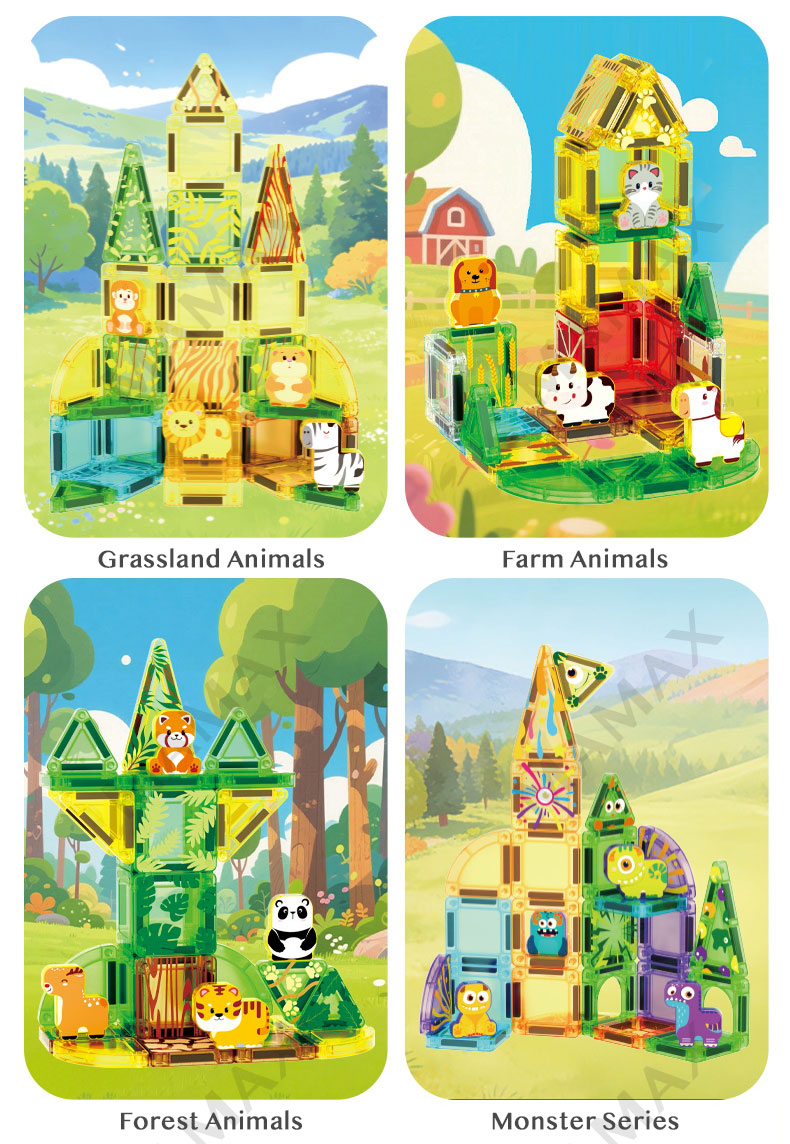 Themed Mini Magnetic Tiles Set 32/35Pcs★Portable Tin Box