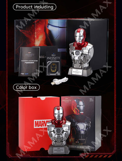 Official License Collectible Iron Man MK5 Dual 5W Bluetooth Speaker With Openable Magnetic Head Sculpt