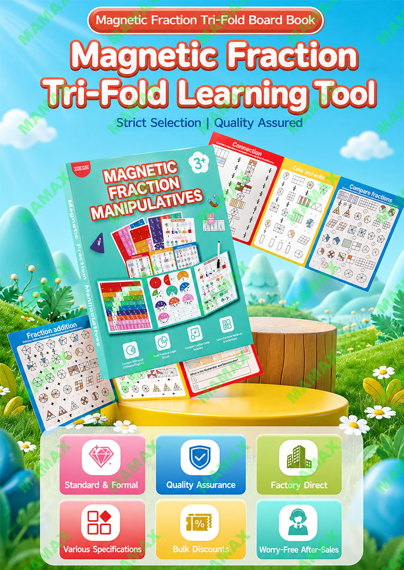 Magnetic Fraction Learning Board Play Book★Math Manipulatives Educational Toy✅