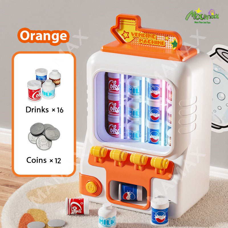 Large Size Kids Drink Vending Machine Toy★Coin Insert Pretend Play Set✅With Light & Sound✅