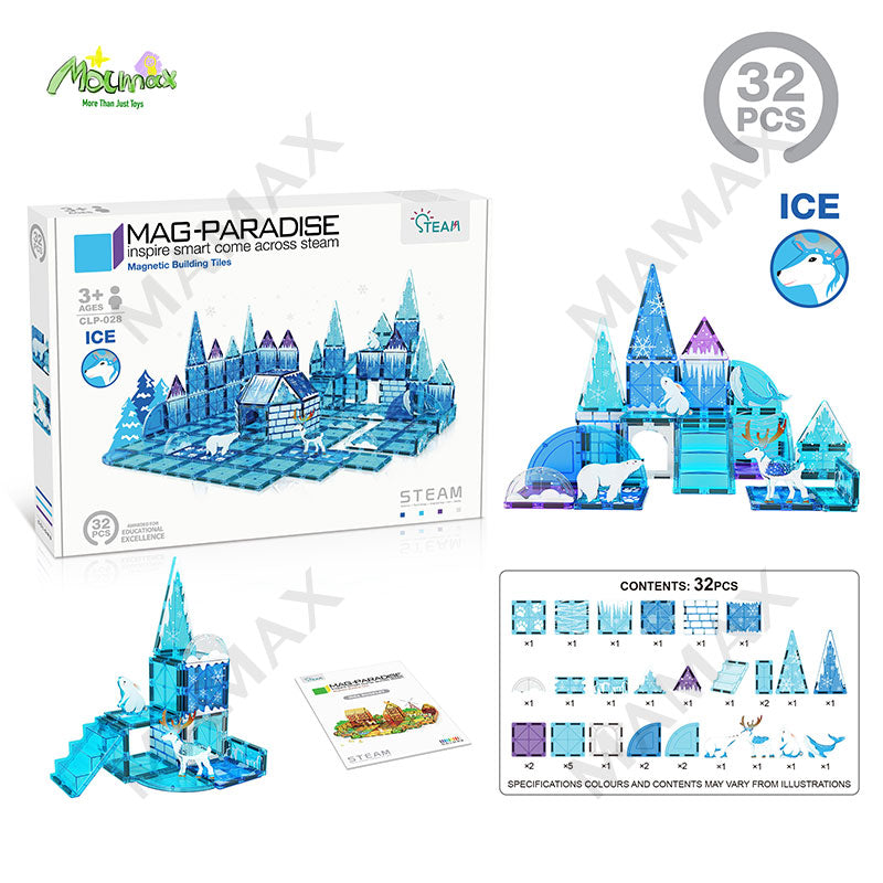 Large Magnetic Building Tiles Set for Kids 3+
