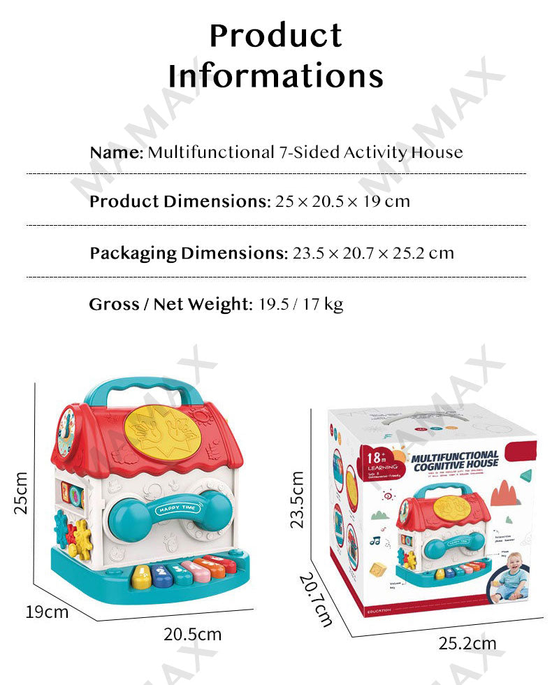 7-in-1 Multifunctional Activity House for Toddlers★Early Learning Music&Shape Toy✅18 Months+✅