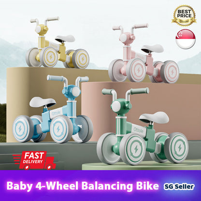 Kids 4-Wheel Balancing Bike with Music & Lighting★Toddler Bike✔️