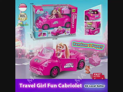 Super Cute Kids Fun Cabriolet Pink Sport Car With 1 Random Puppy
