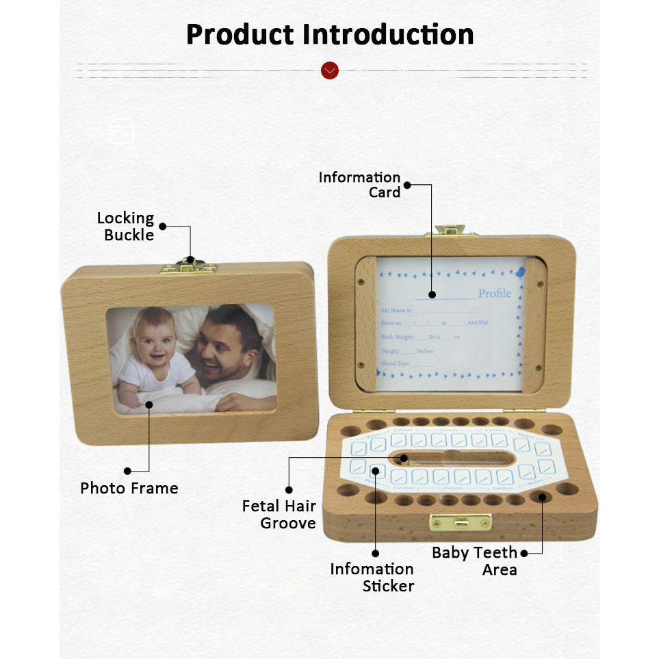 Wooden Photo Frame Baby Tooth Storage Box