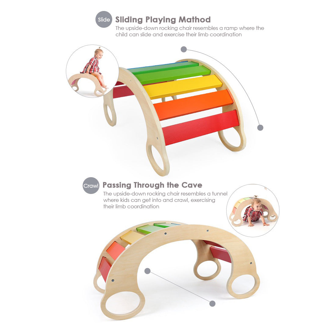 Kids Wooden Rainbow Waldorf Rocker