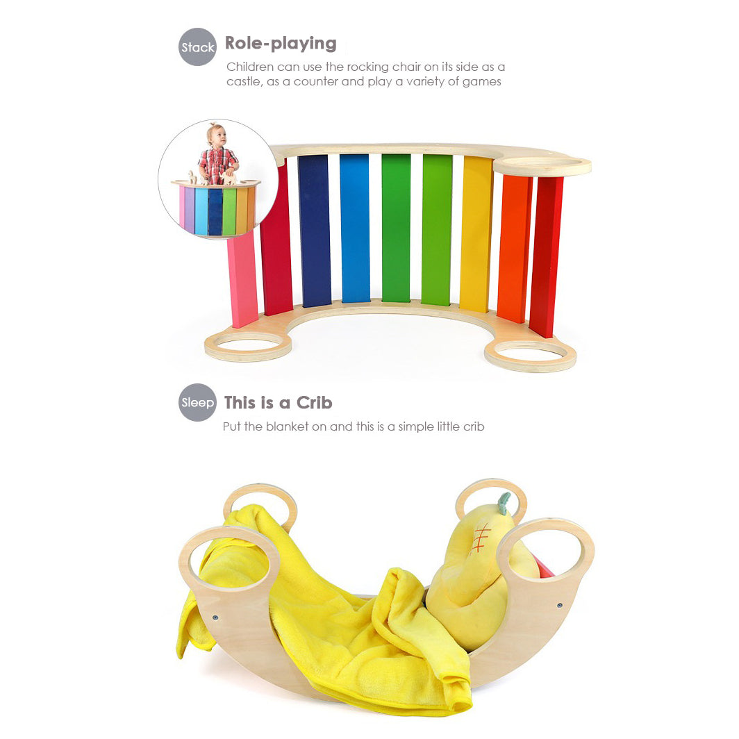 Kids Wooden Rainbow Waldorf Rocker