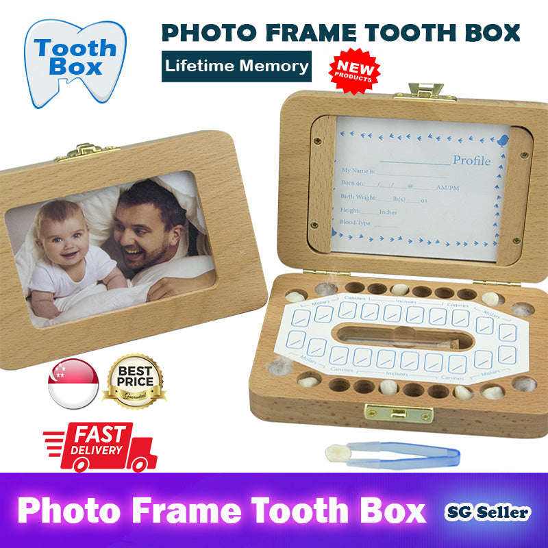 Wooden Photo Frame Baby Tooth Storage Box