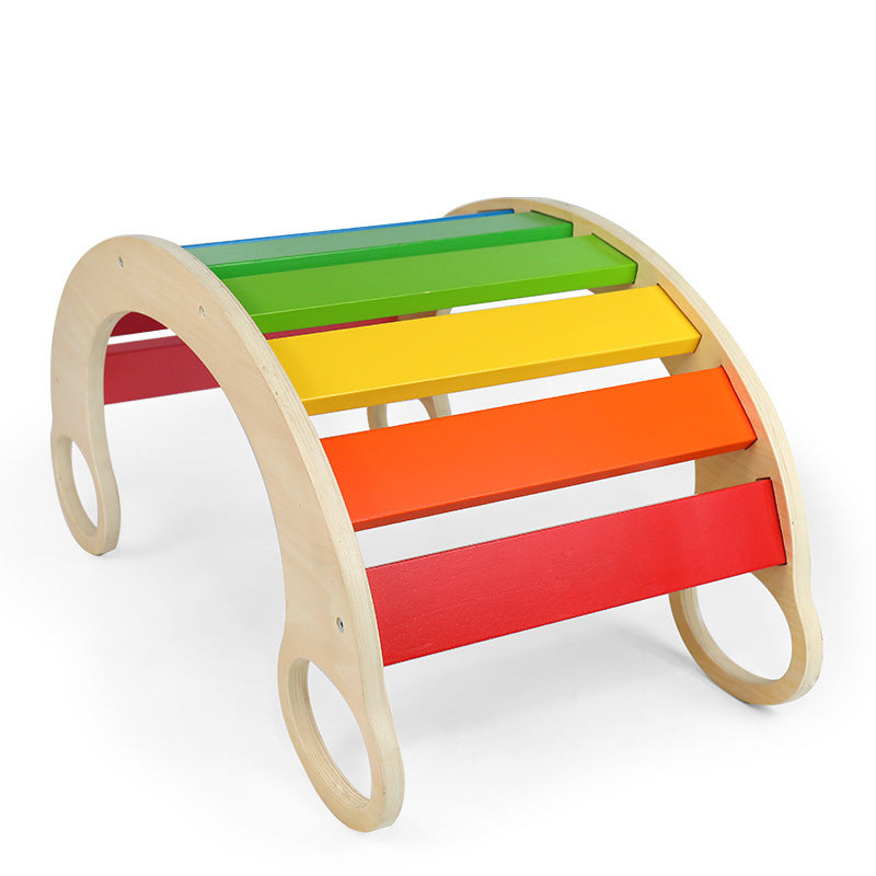 Kids Wooden Rainbow Waldorf Rocker