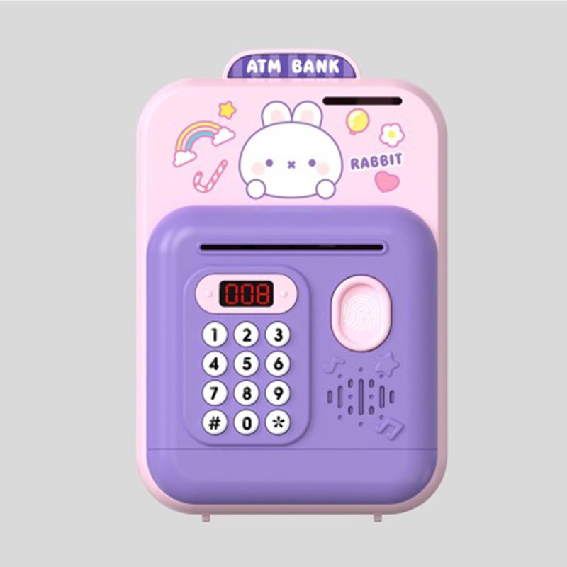 Cute Smart ATM Piggy Bank Toy with Fingerprint&Password Unlock and Voice Prompt