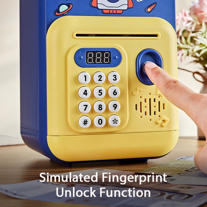 Cute Smart ATM Piggy Bank Toy with Fingerprint&Password Unlock and Voice Prompt