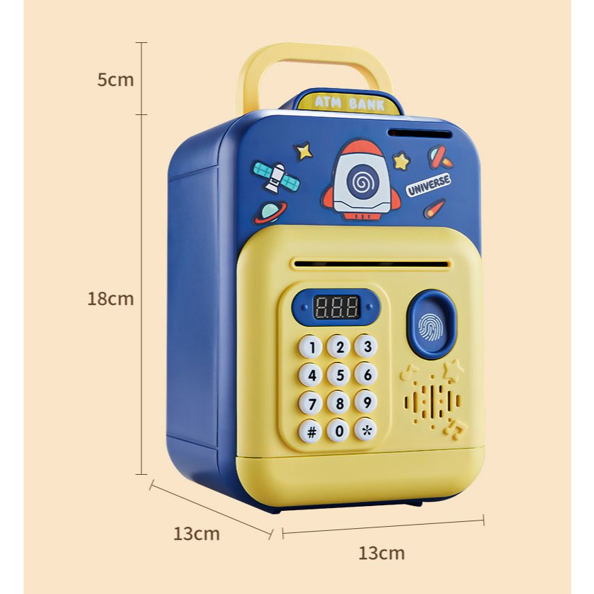 可爱智能 ATM 存钱罐玩具，带指纹和密码解锁及语音提示