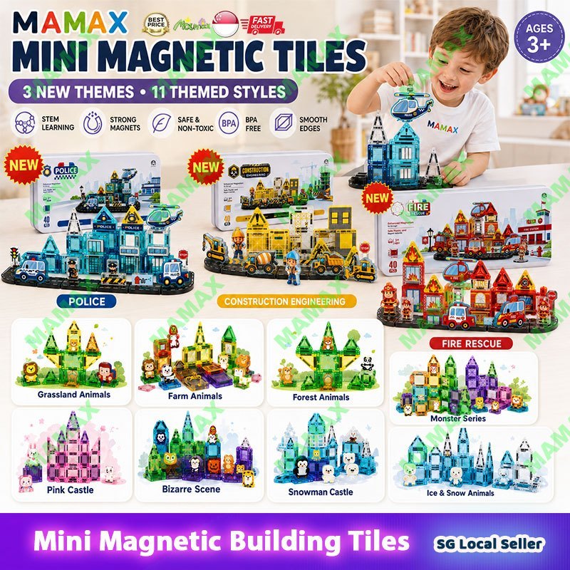 Themed Mini Magnetic Tiles Set 32/35Pcs★Portable Tin Box✅