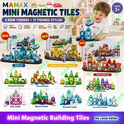 Themed Mini Magnetic Tiles Set 32/35Pcs★Portable Tin Box✅
