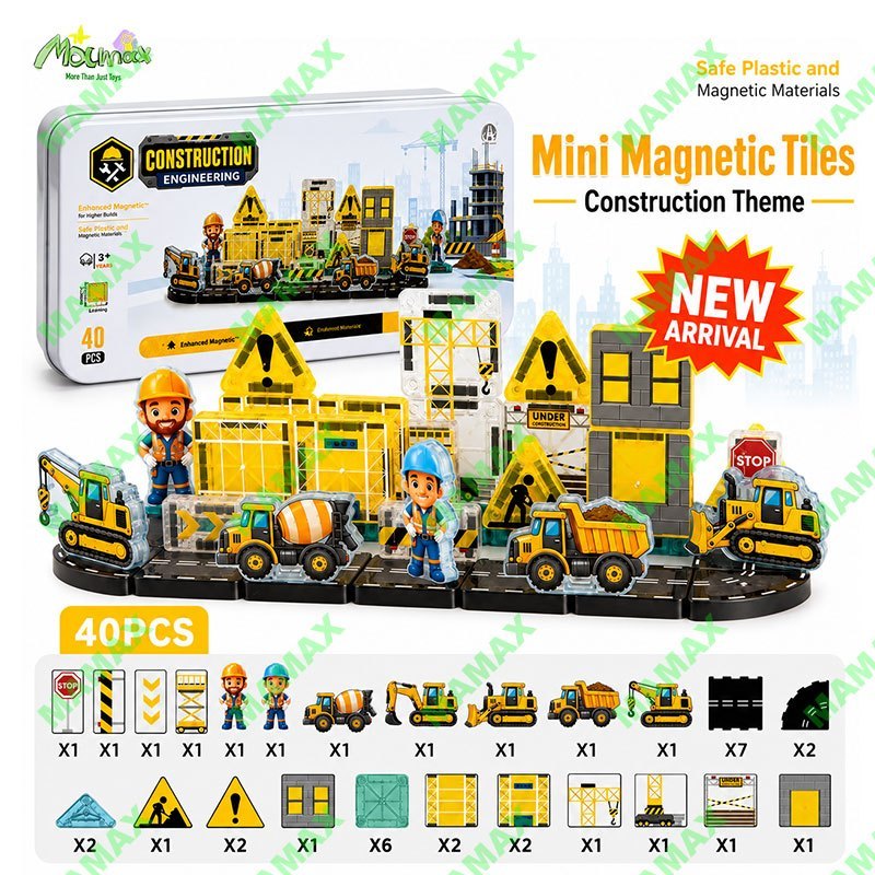 Themed Mini Magnetic Tiles Set 32/35Pcs★Portable Tin Box✅