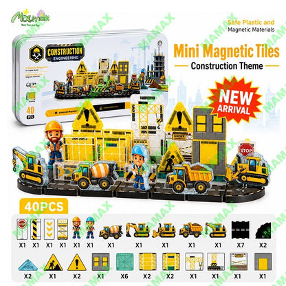 Themed Mini Magnetic Tiles Set 32/35Pcs★Portable Tin Box✅