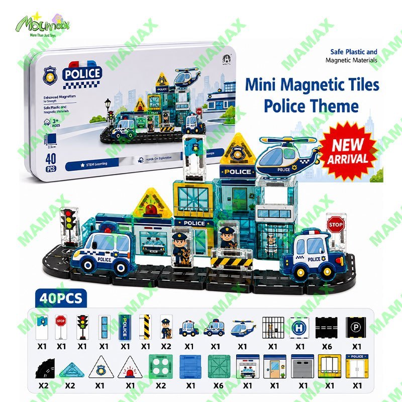 Themed Mini Magnetic Tiles Set 32/35Pcs★Portable Tin Box✅