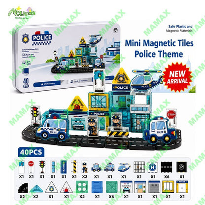 Themed Mini Magnetic Tiles Set 32/35Pcs★Portable Tin Box✅
