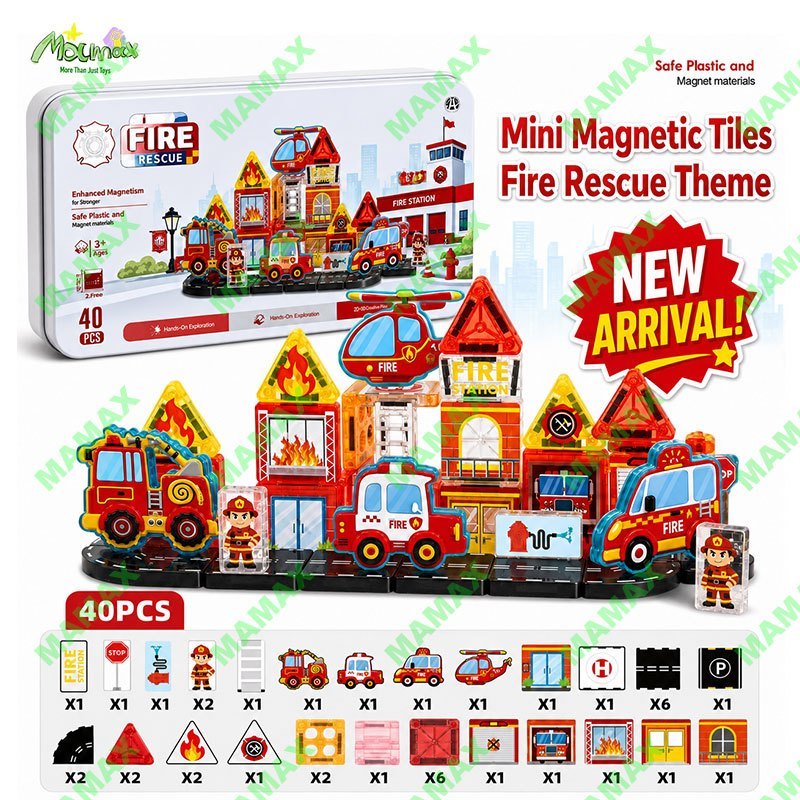 Themed Mini Magnetic Tiles Set 32/35Pcs★Portable Tin Box✅