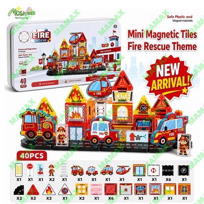 Themed Mini Magnetic Tiles Set 32/35Pcs★Portable Tin Box✅