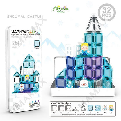 Themed Mini Magnetic Tiles Set 32/35Pcs★Portable Tin Box✅