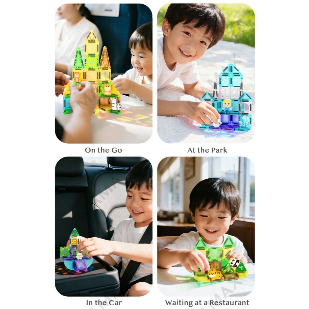 Themed Mini Magnetic Tiles Set 32/35Pcs★Portable Tin Box✅