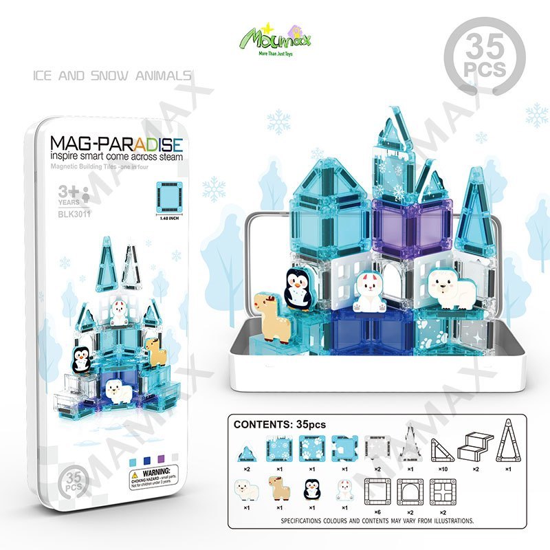 Themed Mini Magnetic Tiles Set 32/35Pcs★Portable Tin Box✅
