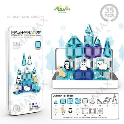Themed Mini Magnetic Tiles Set 32/35Pcs★Portable Tin Box✅